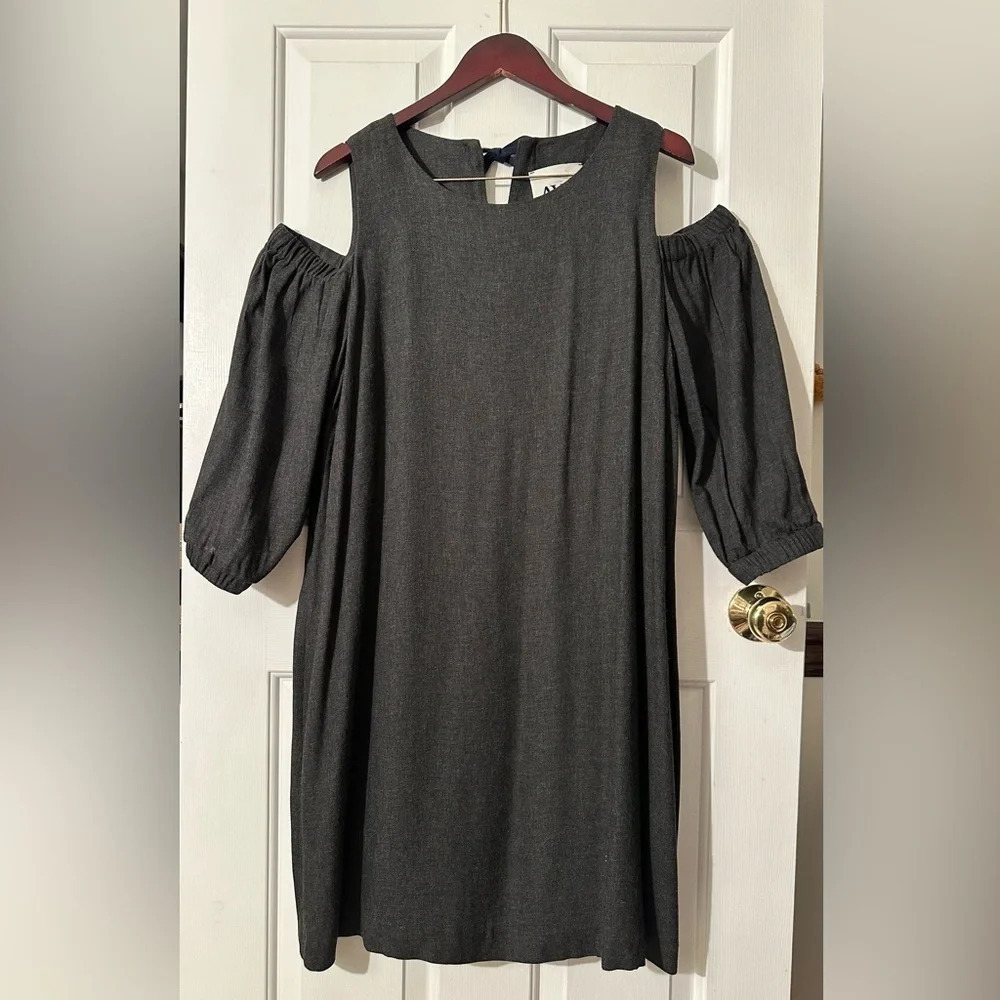 AVN Italy 12 Luxury Old Money Contemporary Charcoal Statement Sleeve City Dress